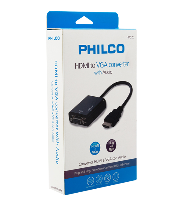 CONVERSOR DIGITAL HDMI A VGA CON AUDIO - Philco Chile